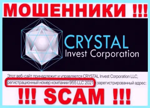 Номер регистрации компании Crystal Invest, возможно, что и фейковый - 955 LLC 2021