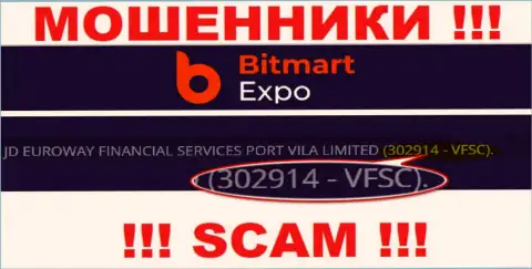 302914-VFSC - это регистрационный номер Bitmart Expo, который расположен на официальном веб-сайте конторы