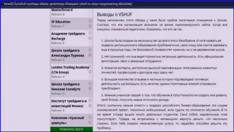 Информационный ресурс Forex02 Ru также посвятил статью обучающей фирме ВШУФ