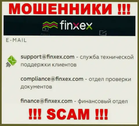 В разделе контактной инфы кидал Finxex Com, приведен вот этот e-mail для связи с ними