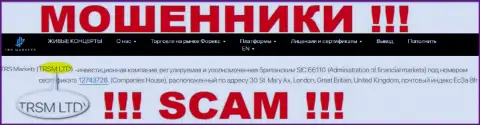 Данные о юридическом лице интернет-мошенников ТРСМ ЛТД