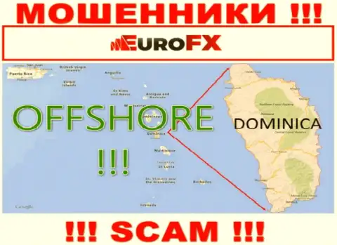 Dominica - офшорное место регистрации жуликов Евро ФХ Трейд, расположенное у них на онлайн-ресурсе