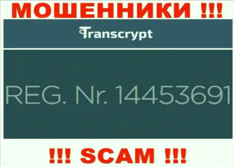Регистрационный номер конторы, управляющей TransCrypt - 14453691