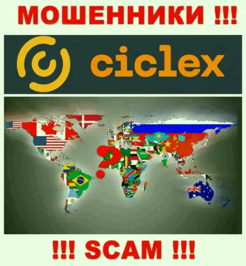Юрисдикция Ciclex не показана на сайте компании - это мошенники !!! Осторожно !!!