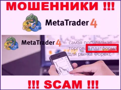 Основная деятельность MetaTrader4 - это Торговая платформа, будьте бдительны, действуют противоправно