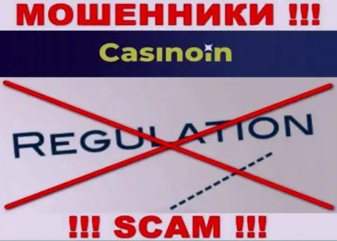Инфу об регуляторе компании CasinoIn Io не найти ни на их веб-портале, ни в сети internet