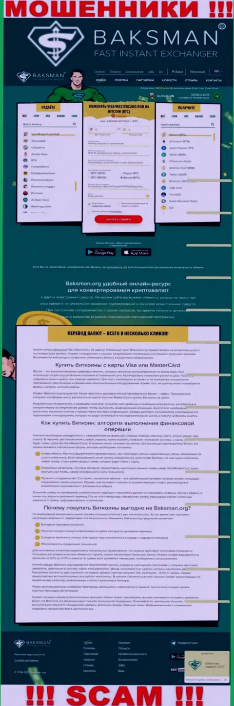 Вид официального интернет-портала преступно действующей компании Бакс Мен