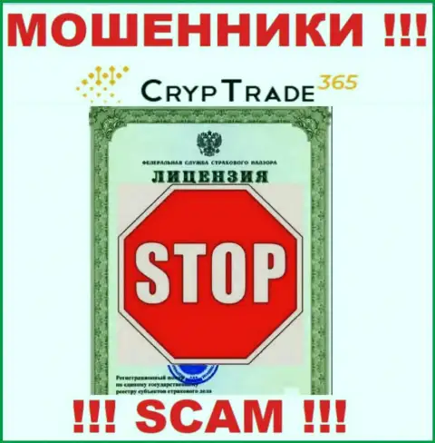 Работа Cryp Trade 365 противозаконная, поскольку этой организации не дали лицензионный документ