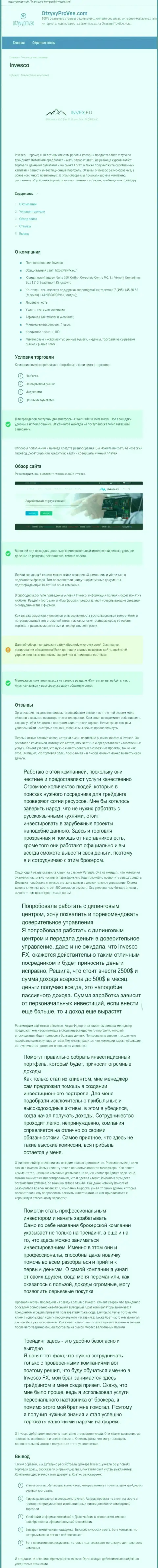 Ресурс otzyvyprovse com представил собственное мнение о ФОРЕКС компании ИНВФХ