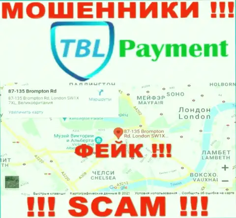 С незаконно действующей конторой TBL Payment не сотрудничайте, данные в отношении юрисдикции фейк