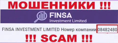 Как указано на официальном сайте мошенников Finsa: 08482480 - это их номер регистрации