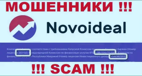 Не работайте совместно с конторой NovoIdeal Com, зная их лицензию, приведенную на интернет-портале, Вы не спасете денежные вложения