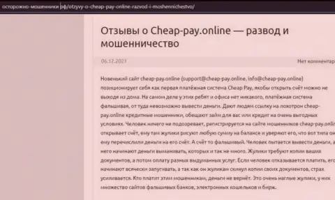 Cheap Pay - это ОБМАН !!! Отзыв автора обзорной статьи