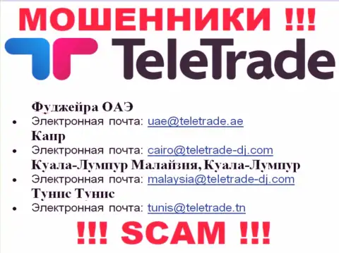 Ни при каких обстоятельствах не рекомендуем писать на е-майл интернет мошенников TeleTrade Ru - лишат денег мигом
