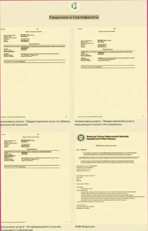 Лицензии и сертификаты, которыми владеет компания БТК Бит