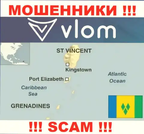 Vlom Com имеют регистрацию на территории - Saint Vincent and the Grenadines, остерегайтесь совместной работы с ними