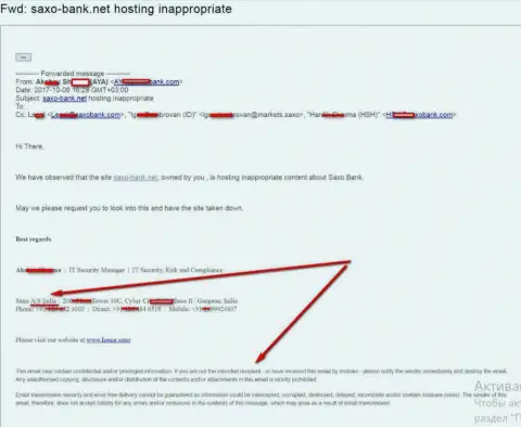 Претензия от Saxo Bank на официальный сайт Saxo Bank Net